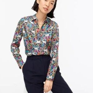 J. Crew Collection Silk Shirt Goat print